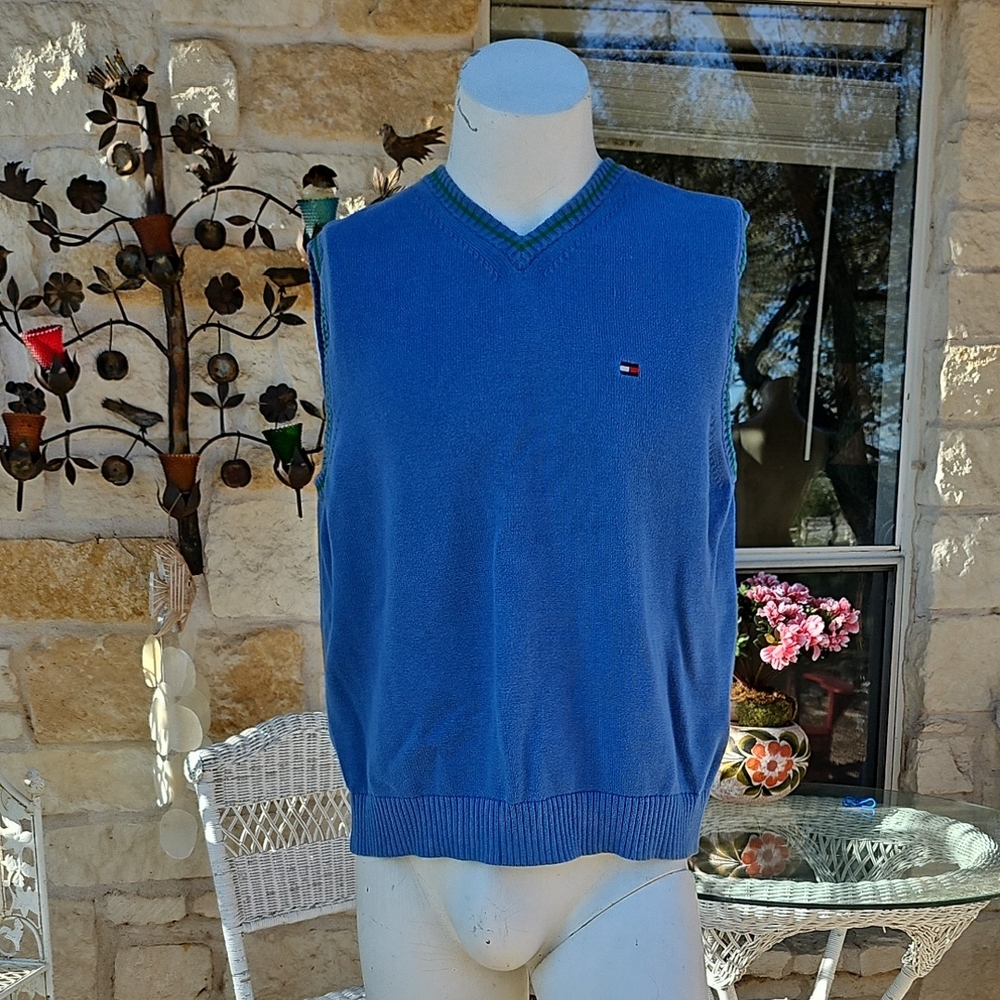 Tommy Hilfiger Blue V-Neck Classic Golf Sweater Vest Large